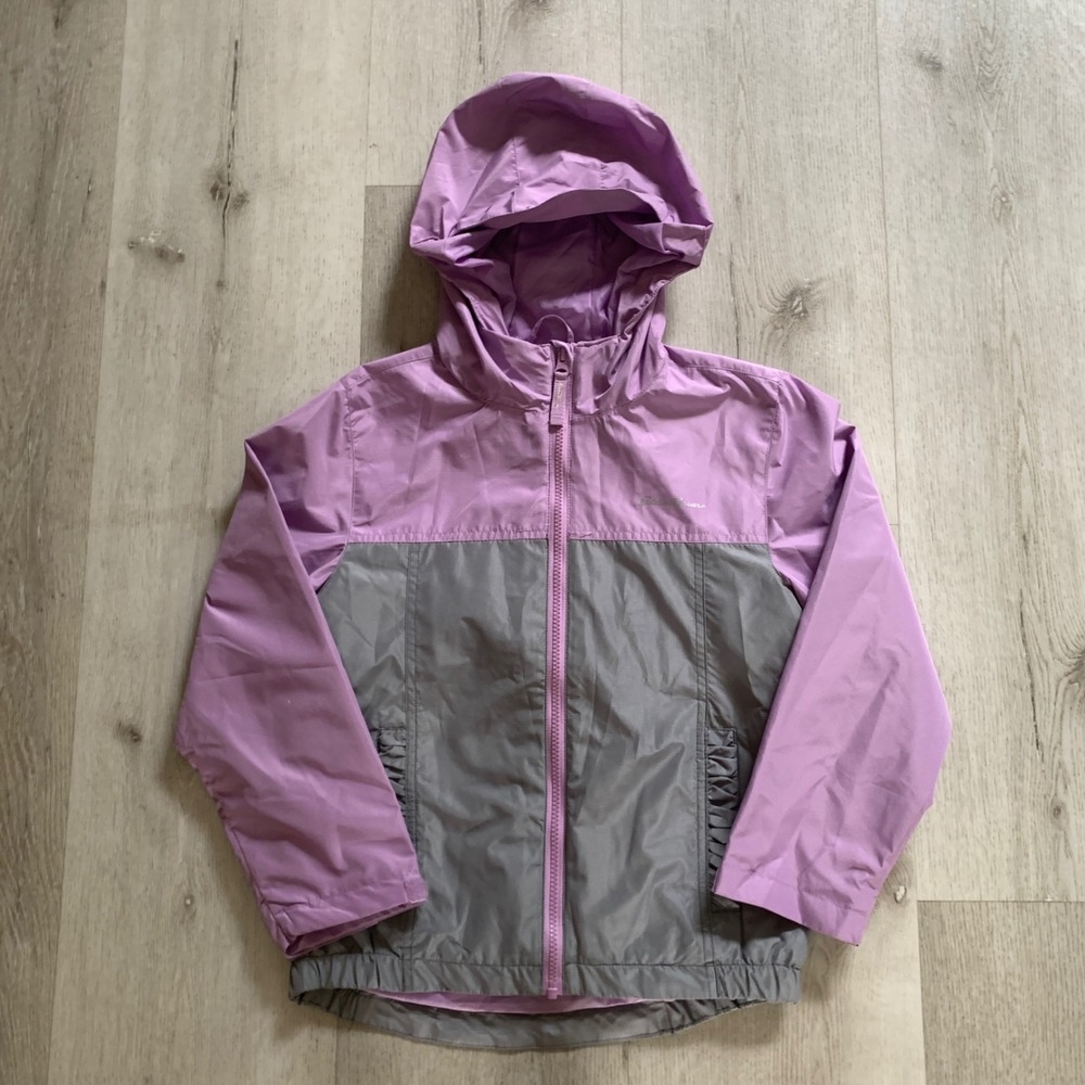 Eddie Bauer Kids Purple Grey Colorblock Hooded Windbreaker Jacket Size S 7/8